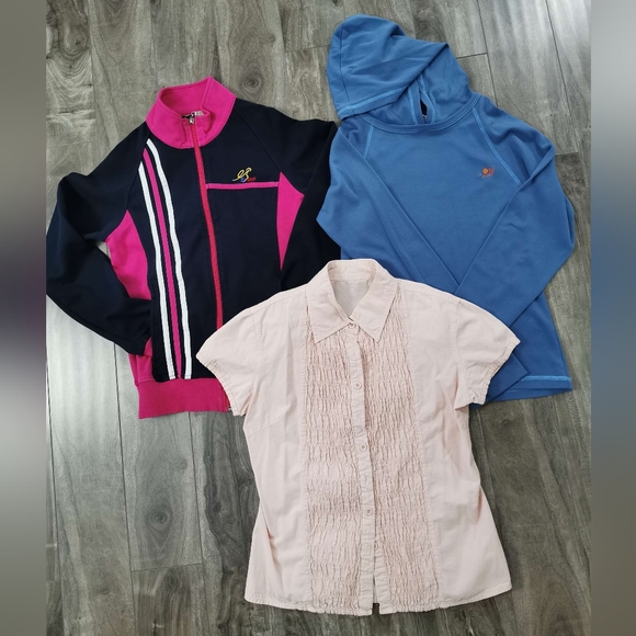 Girls Teen Small 1 Sweater & 1 Hoodie (Long Sleeve) & 1 Short Sleeve Button up - Picture 1 of 1